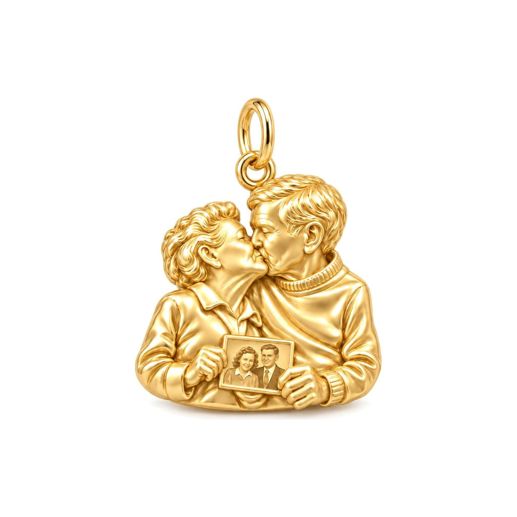 Eternal Love Portrait Charm Bracelet – Personalized Couple Gift – 18K gold charm, front view