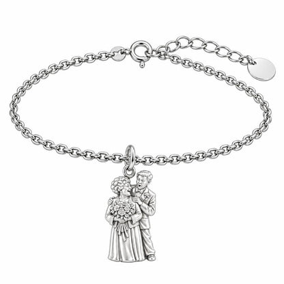 Eternal Love Portrait Charm Bracelet Set – silver, front view
