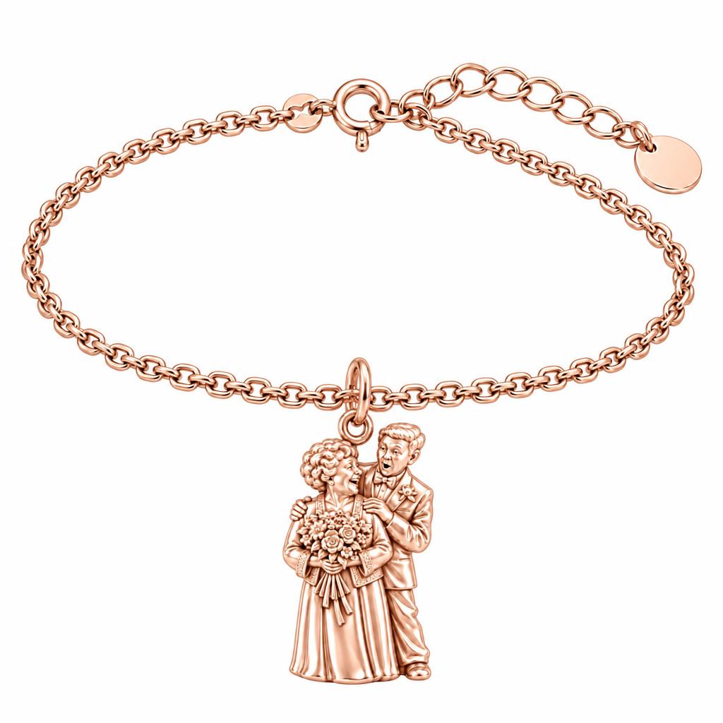 Eternal Love Portrait Charm Bracelet Set – rose gold, front view