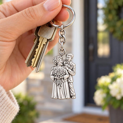 Eternal Love Portrait Charm Keychain – worn / in use