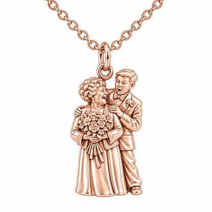 Eternal Love Portrait Charm Necklace Set – rose gold, front view