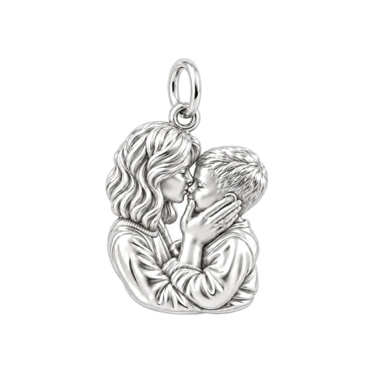 Eternal Motherhood Embrace Charm Bracelet – Personalized Mom Gift – silver charm, front view
