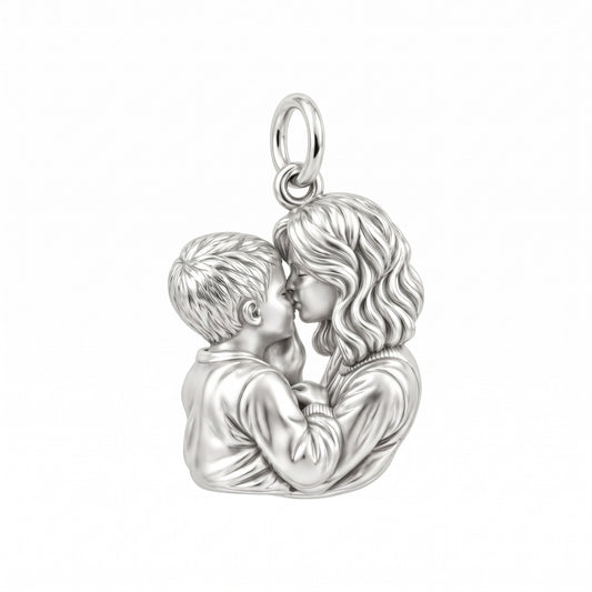 Eternal Motherhood Embrace Charm Bracelet – Personalized Mom Gift – back of the charm, engraving area