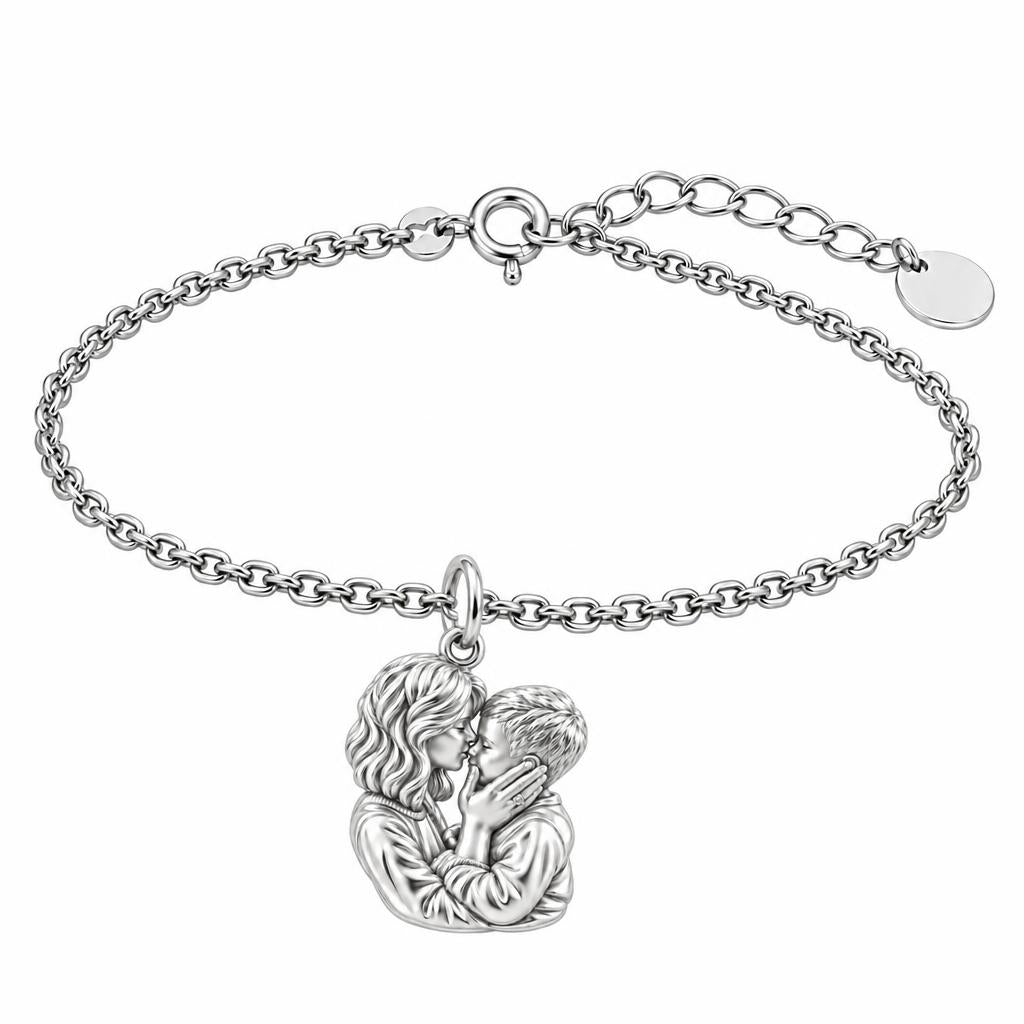 Eternal Motherhood Embrace Charm Bracelet Set – silver, front view