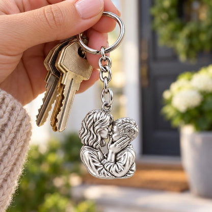 Eternal Motherhood Embrace Charm Keychain – worn / in use