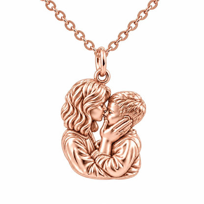 Eternal Motherhood Embrace Charm Necklace Set – rose gold, front view