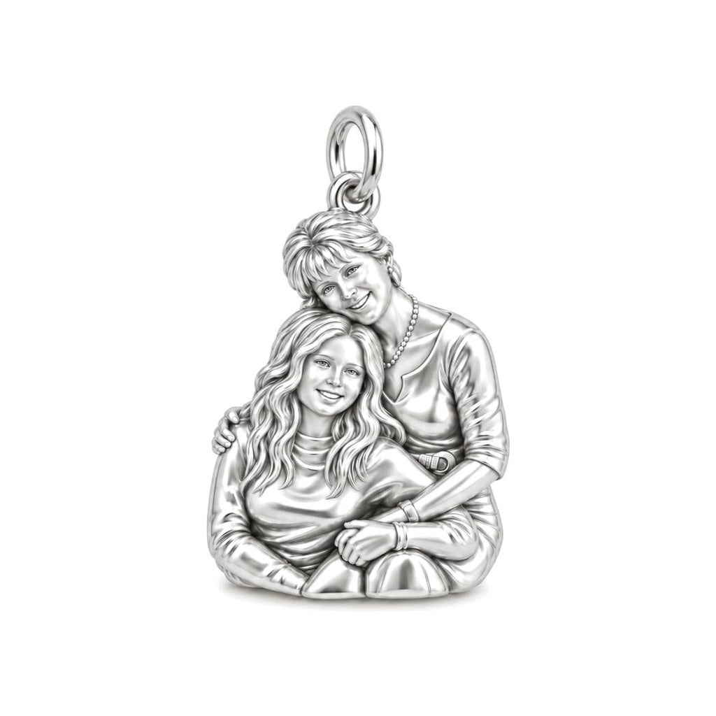 Eternal Motherhood Hug Charm Bracelet – Personalized Mom Gift – silver charm, front view