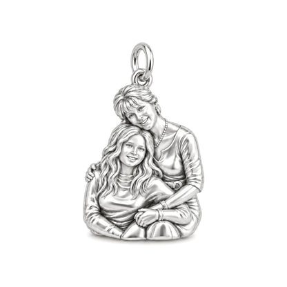 Eternal Motherhood Hug Charm Bracelet – Personalized Mom Gift – silver charm, front view