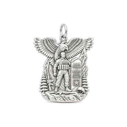 Eternal Oath Veteran Charm Bracelet – Personalized Veteran Gift – silver charm, front view