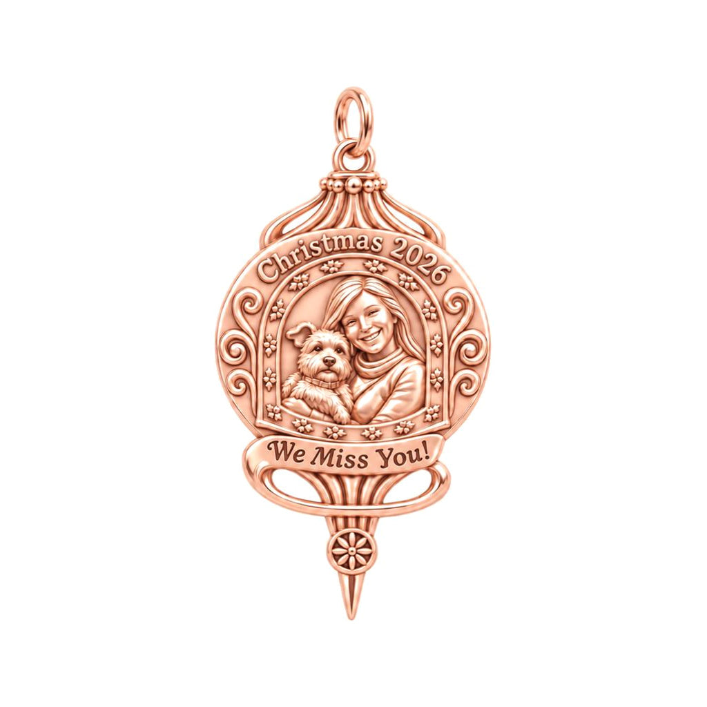 Eternal Ornament Memory Charm Bracelet – Personalized Mom Gift – rose gold 2 cm charm, front view