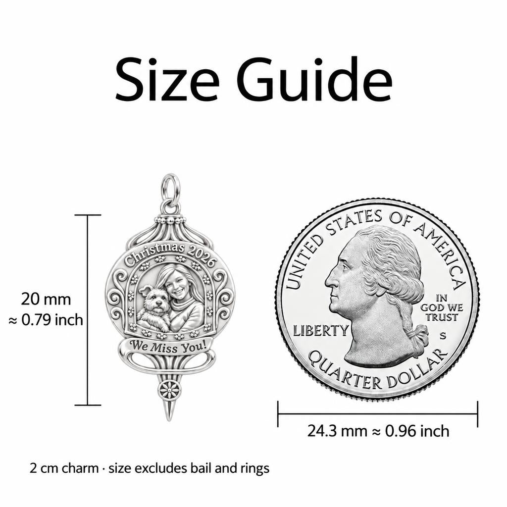 Eternal Ornament Memory Charm Bracelet – Personalized Mom Gift – size guide, 2 cm charm next to a quarter