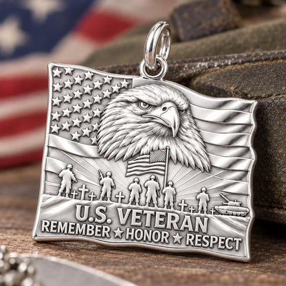 Eternal Patriot Honor Charm Bracelet – Personalized Veteran Gift – macro detail of the charm