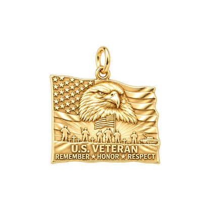 Eternal Patriot Honor Charm Bracelet – Personalized Veteran Gift – 18K gold charm, front view