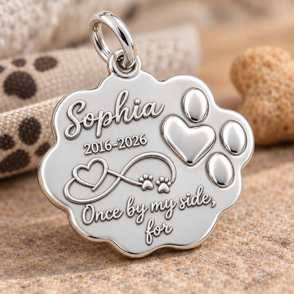 Eternal Paw Print Charm Bracelet – Personalized Dog Mom Gift – macro detail of the charm