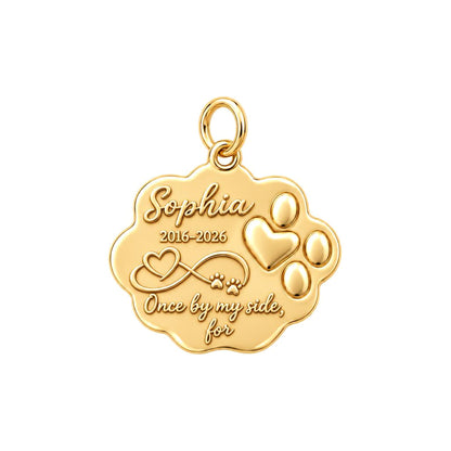Eternal Paw Print Charm Bracelet – Personalized Dog Mom Gift – 18K gold plated 3 cm charm, front view