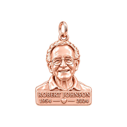 Eternal Portrait Tribute Charm Bracelet – Personalized Memorial Gift – rose gold 2 cm charm, front view