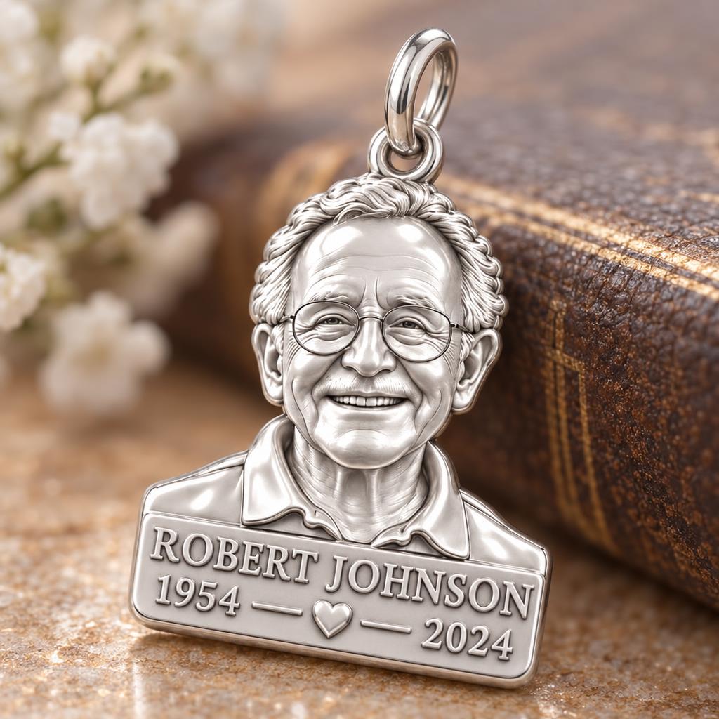 Eternal Portrait Tribute Charm Bracelet – Personalized Memorial Gift – macro detail of the charm