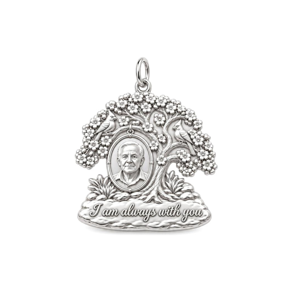Eternal Presence Tree Charm Bracelet – Personalized Memorial Gift – silver plated 2 cm charm, front view
