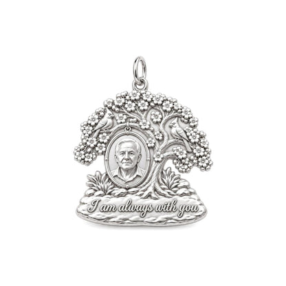 Eternal Presence Tree Charm Bracelet – Personalized Memorial Gift – silver plated 2 cm charm, front view