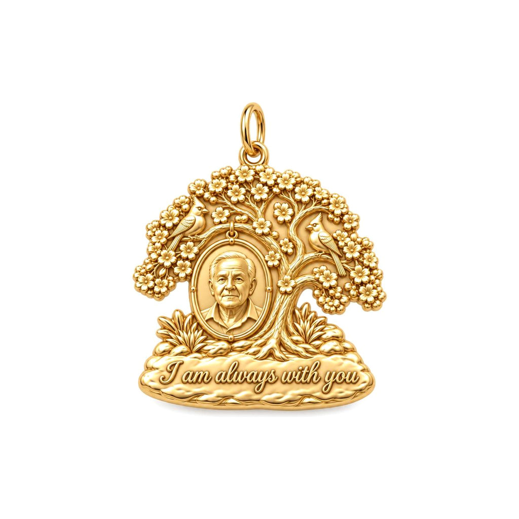 Eternal Presence Tree Charm Bracelet – Personalized Memorial Gift – 18K gold plated 2 cm charm, front view