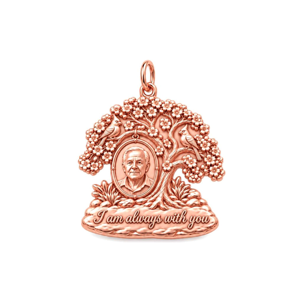 Eternal Presence Tree Charm Bracelet – Personalized Memorial Gift – rose gold 2 cm charm, front view