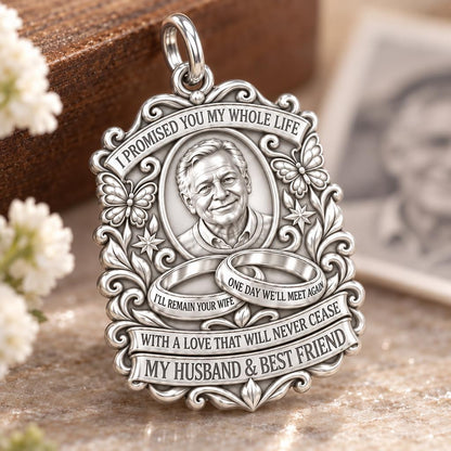 Eternal Promise Charm Bracelet – Personalized Widow Gift – macro detail of the charm
