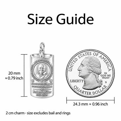Eternal Remembrance Candle Charm Bracelet – Personalized Memorial Gift – size guide, 2 cm charm next to a quarter