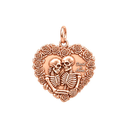 Eternal Rose Skeleton Heart Charm Bracelet – Personalized Couple Gift