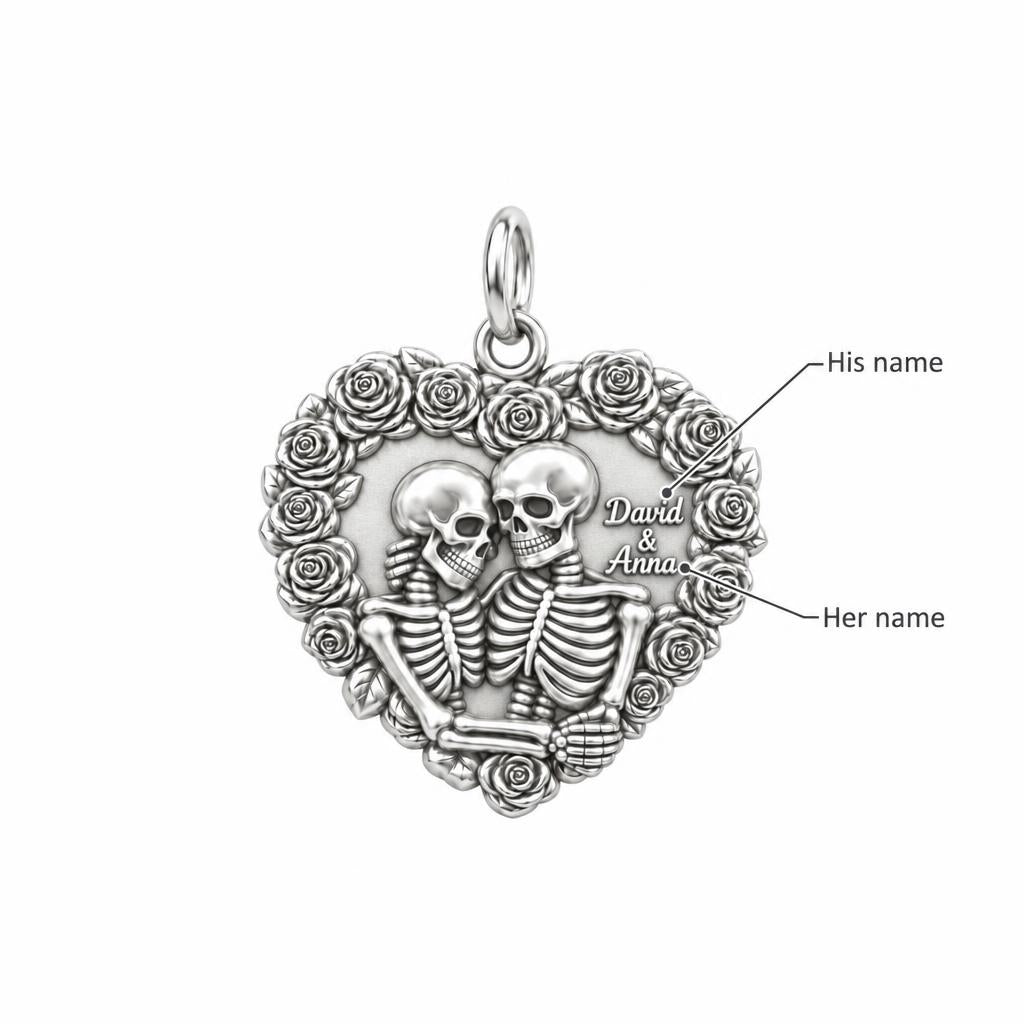 Eternal Rose Skeleton Heart Charm Bracelet – Personalized Couple Gift – personalization guide