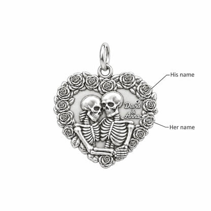 Eternal Rose Skeleton Heart Charm Bracelet – Personalized Couple Gift – personalization guide