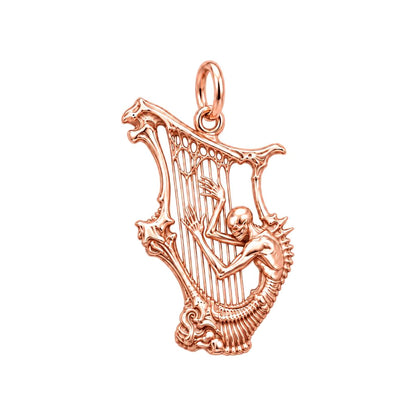 Eternal Skeleton Harpist Charm Bracelet – Personalized Musician Gift – rose gold charm, front view