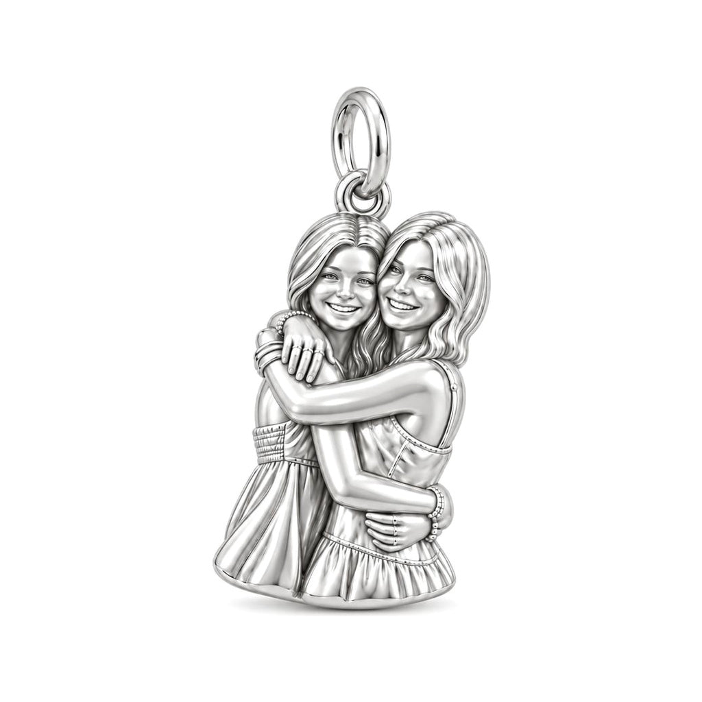 Eternal Soul Sisters Charm Bracelet – Personalized Bestie Gift – silver charm, front view