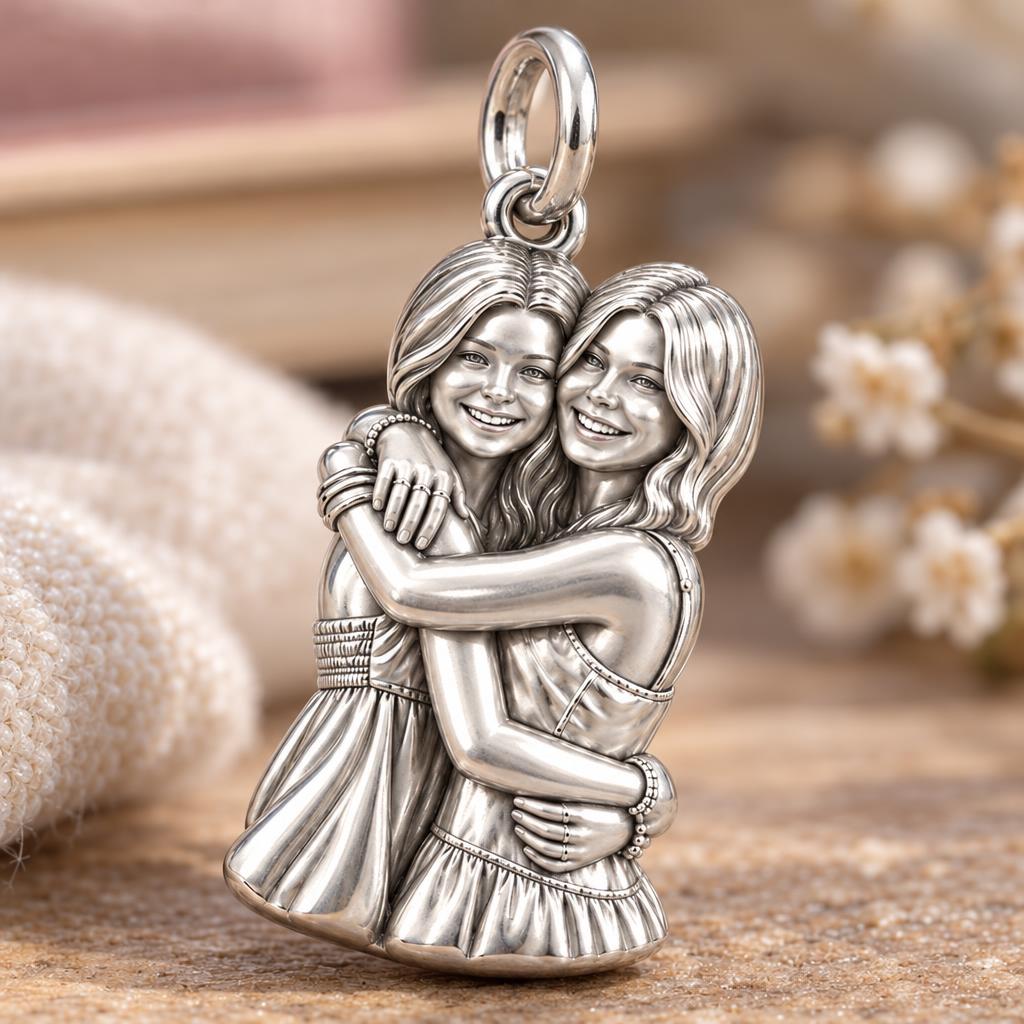 Eternal Soul Sisters Charm Bracelet – Personalized Bestie Gift – macro detail of the charm