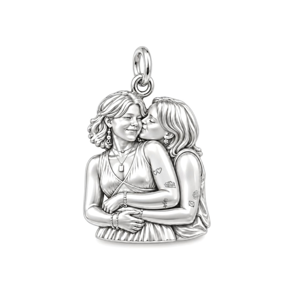 Eternal Soulmate Embrace Charm Bracelet – Personalized Couple Gift – silver charm, front view