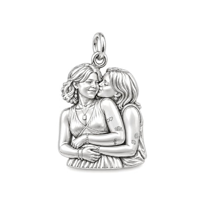 Eternal Soulmate Embrace Charm Bracelet – Personalized Couple Gift – silver charm, front view