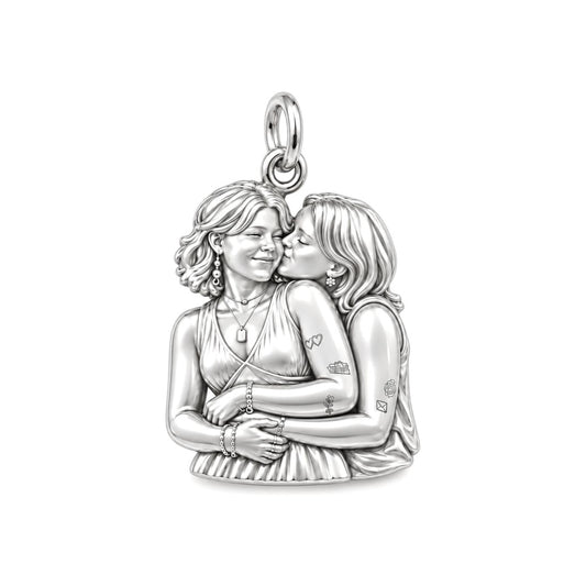 Eternal Soulmate Embrace Charm Bracelet – Personalized Couple Gift – silver charm, front view