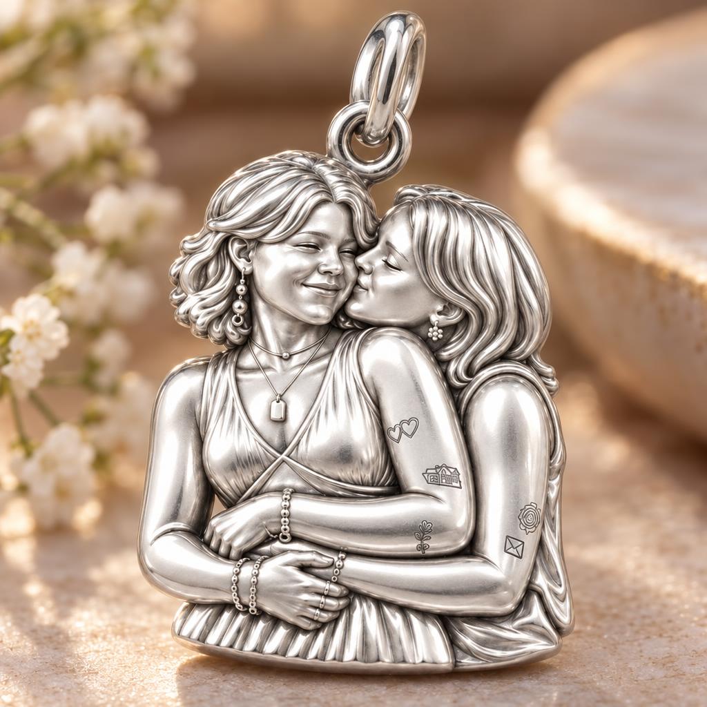 Eternal Soulmate Embrace Charm Bracelet – Personalized Couple Gift – macro detail of the charm
