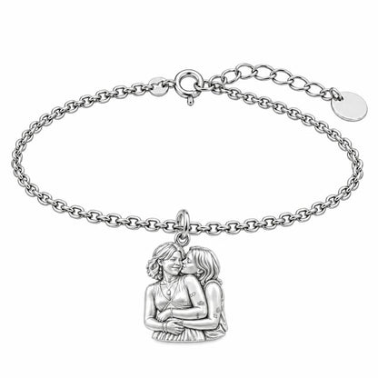 Eternal Soulmate Embrace Charm Bracelet Set – silver, front view