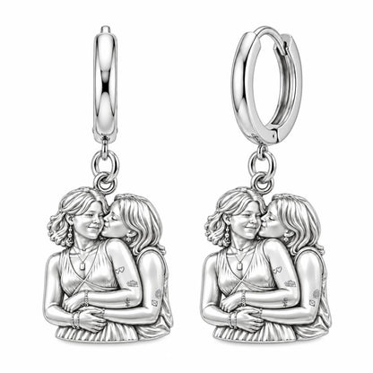 Eternal Soulmate Embrace Huggie Charm Earrings – silver, front view