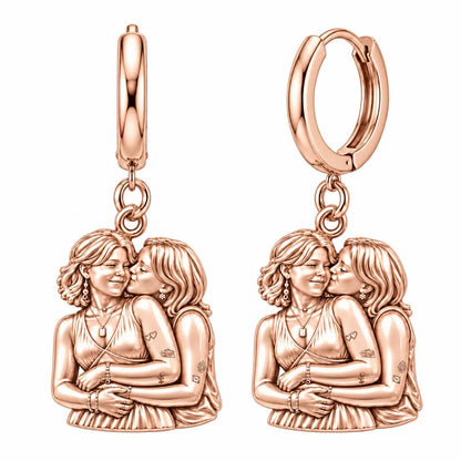 Eternal Soulmate Embrace Huggie Charm Earrings – rose gold, front view