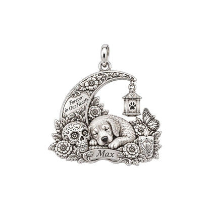 Eternal Spirit Pet Memorial Charm Bracelet – Personalized Dog Mom Gift – silver plated 2 cm charm, front view