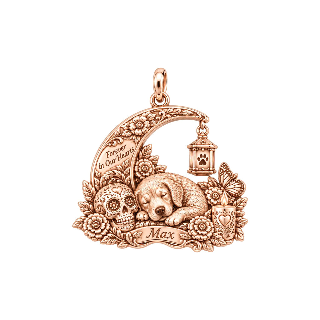 Eternal Spirit Pet Memorial Charm Bracelet – Personalized Dog Mom Gift – rose gold 2 cm charm, front view