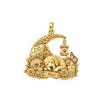 Eternal Spirit Pet Memorial Charm Bracelet – Personalized Dog Mom Gift – 18K gold plated 2 cm charm, front view