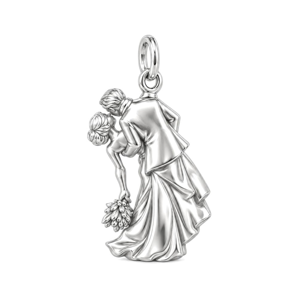 Eternal Wedding Dip Kiss Charm Bracelet – Personalized Couple Gift – back of the charm, engraving area