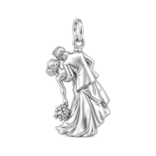 Eternal Wedding Dip Kiss Charm Bracelet – Personalized Couple Gift – back of the charm, engraving area