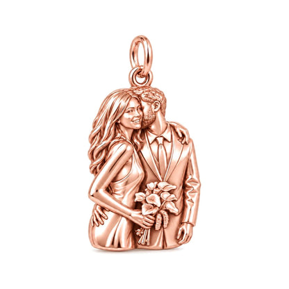 Eternal Wedding Embrace Charm Bracelet – Personalized Couple Gift – rose gold charm, front view