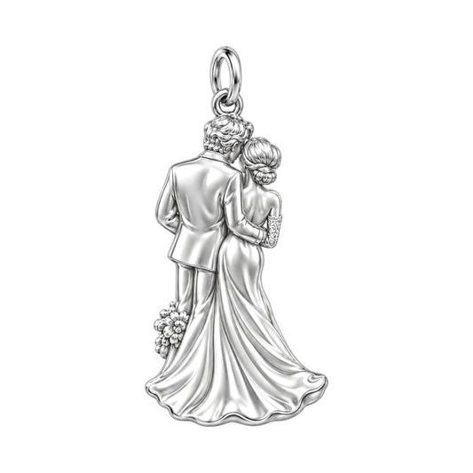 Eternal Wedding Kiss Charm Bracelet – Personalized Couple Gift – back of the charm, engraving area