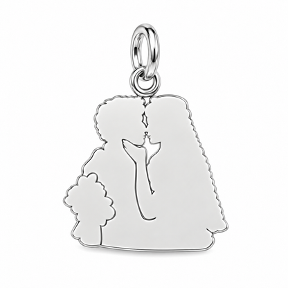 Eternal Wedding Portrait Charm Bracelet – Personalized Couple Gift – back of the charm, engraving area