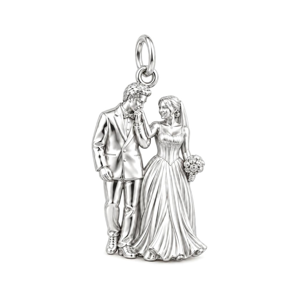 Eternal Wedding Vow Charm Bracelet – Personalized Couple Gift – silver charm, front view
