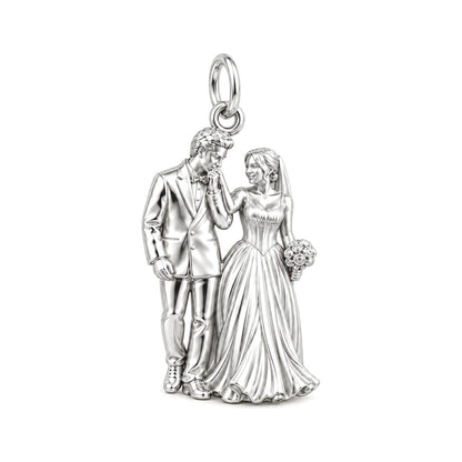 Eternal Wedding Vow Charm Bracelet – Personalized Couple Gift – silver charm, front view